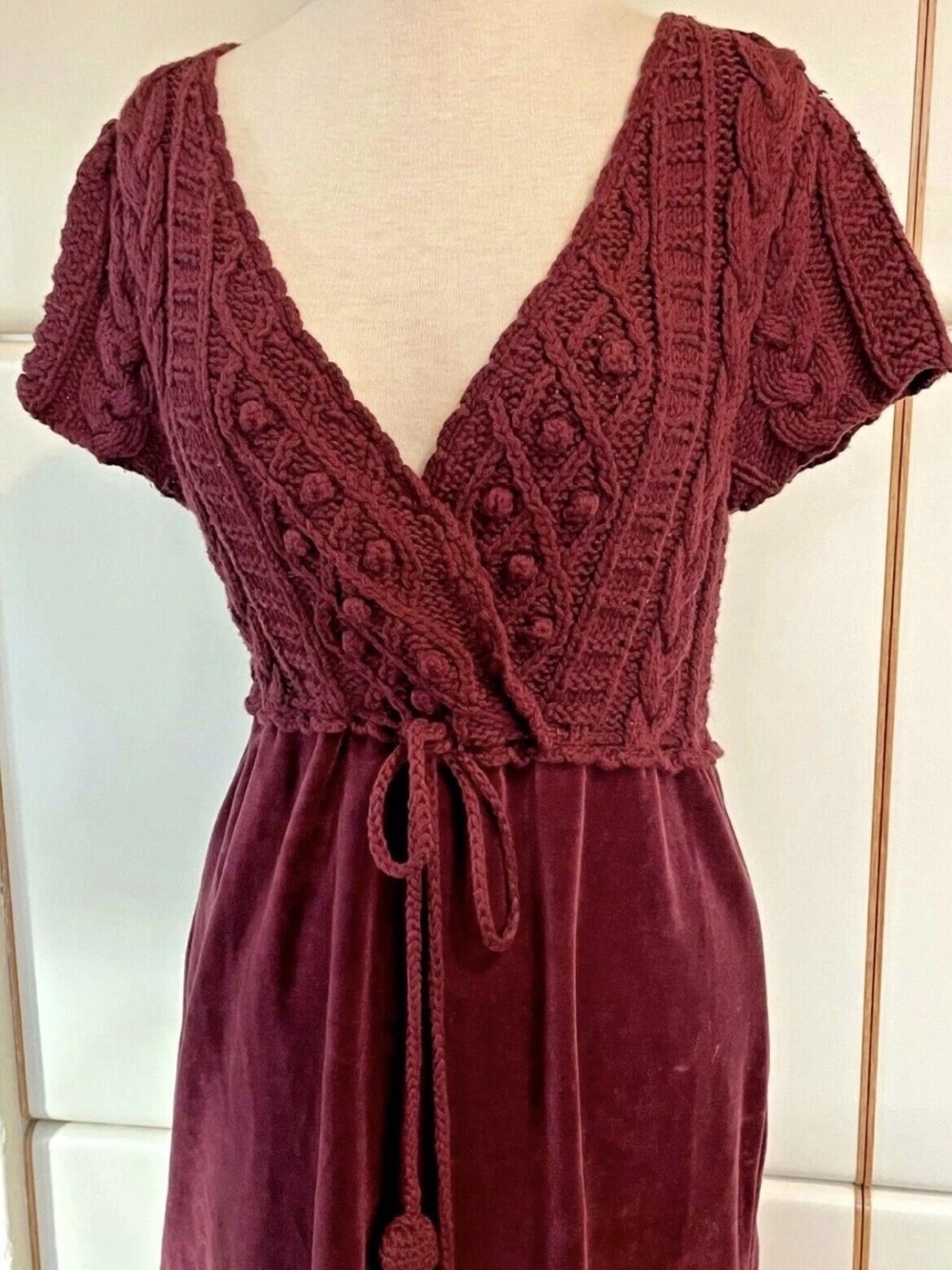 Unique & hand crafted dress! 525 America Hand Knit Sweater top Velvet Bottom NWT